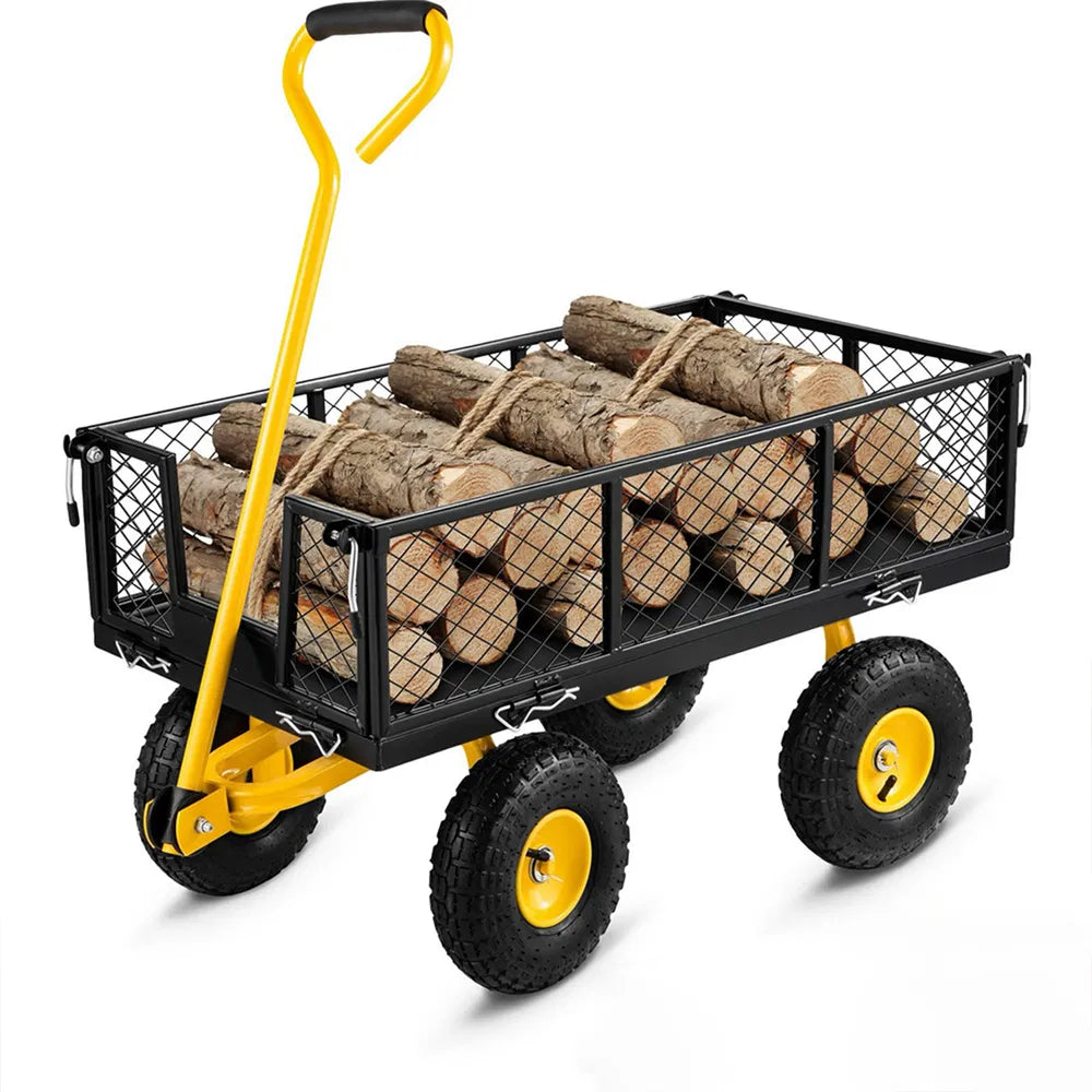 Heavy Duty Garden Cart - 1100 Lbs Steel Utility Wagon with Folding Design