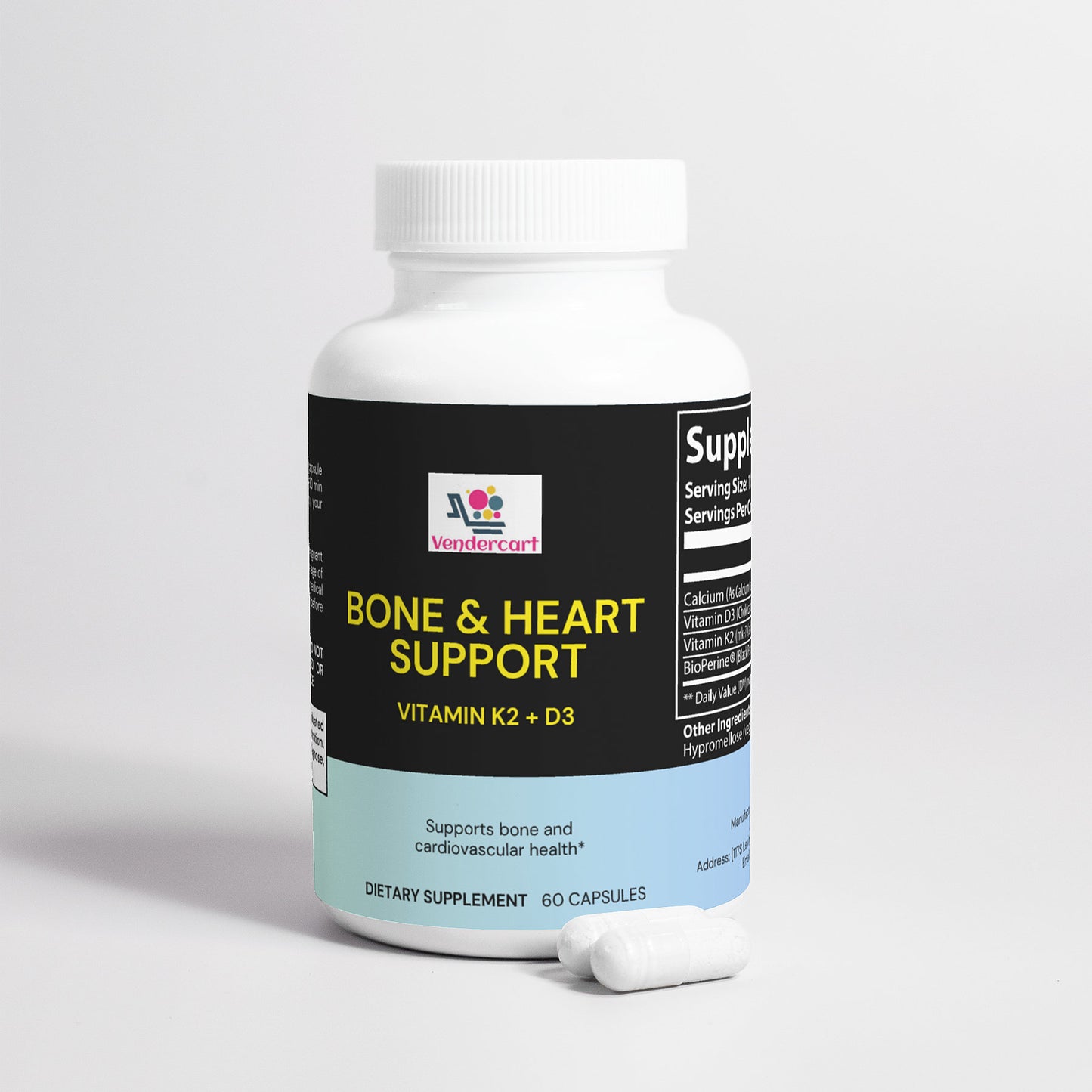 Vitamin D3 and K2 Supplement for Bone and Heart Support with BioPerine
