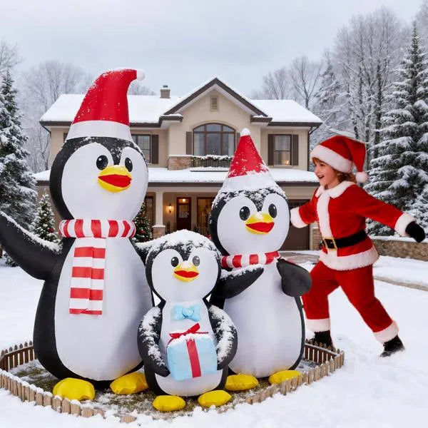 6FT Inflatable Christmas Penguin Family Decoration with LED Lights
