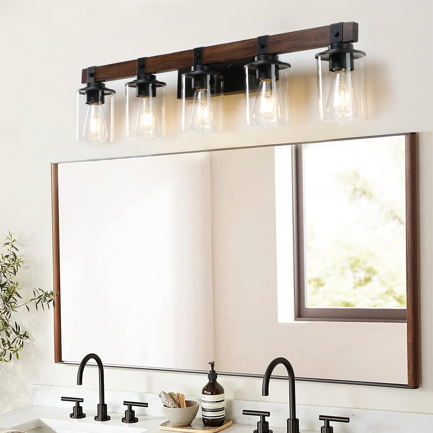 Rustic 5-Light Vanity Light Fixture - Industrial Bathroom Sconce