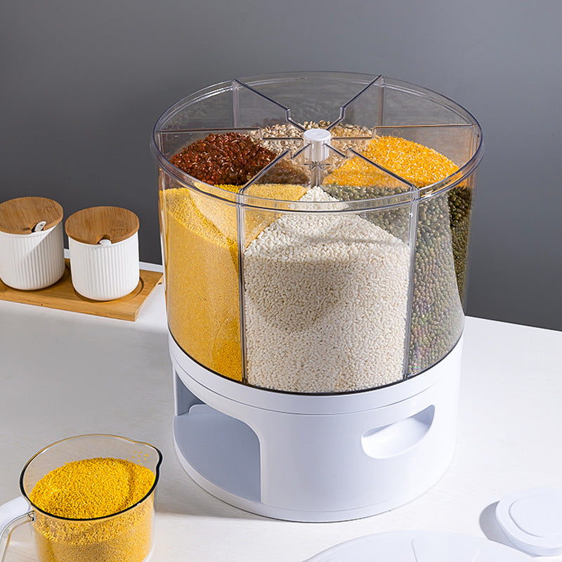 Multi-Compartment Food Storage Box for Grains Airtight Moisture-Proof