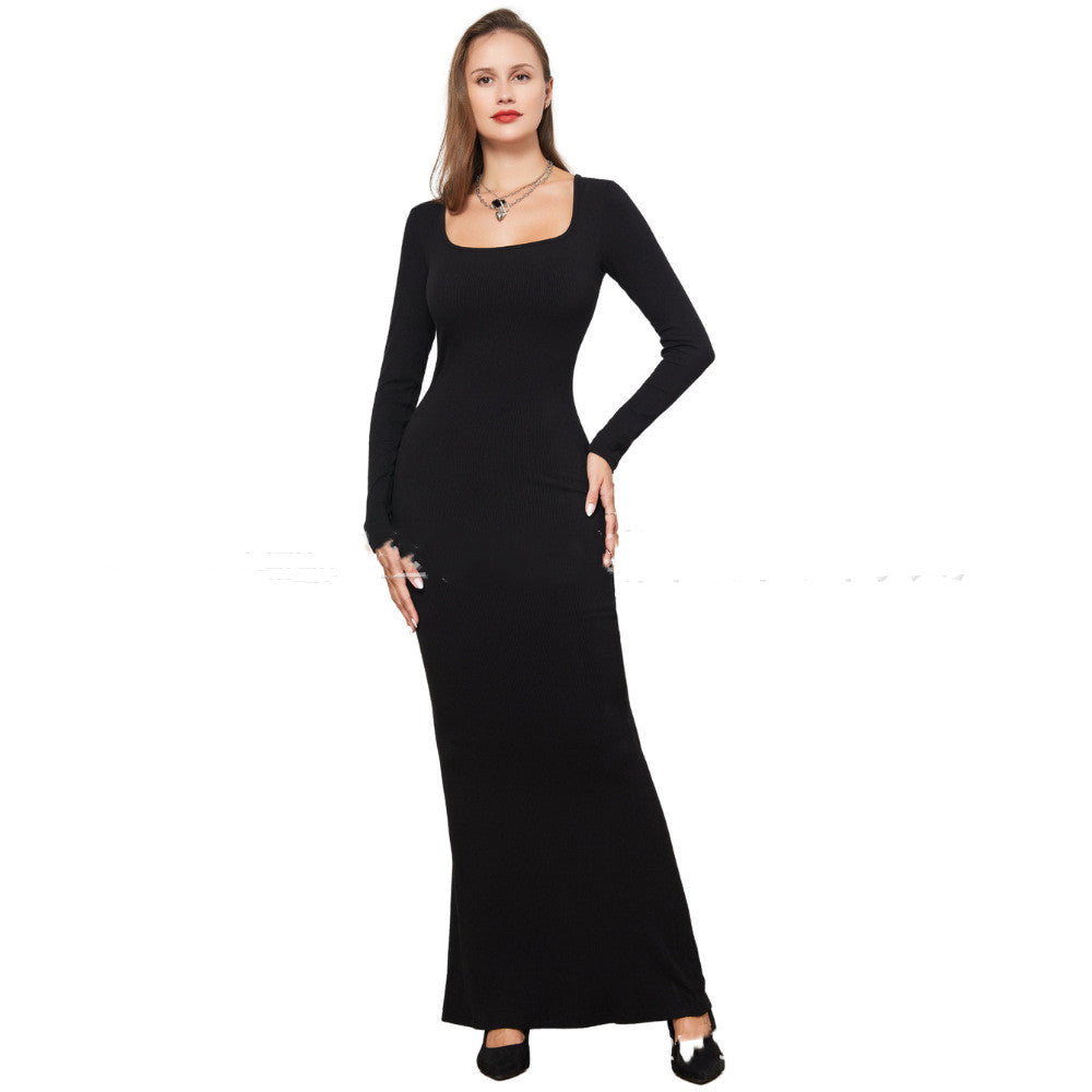 Double-Layer Belly-Contracting Hip Lifting Long Sleeve Dress