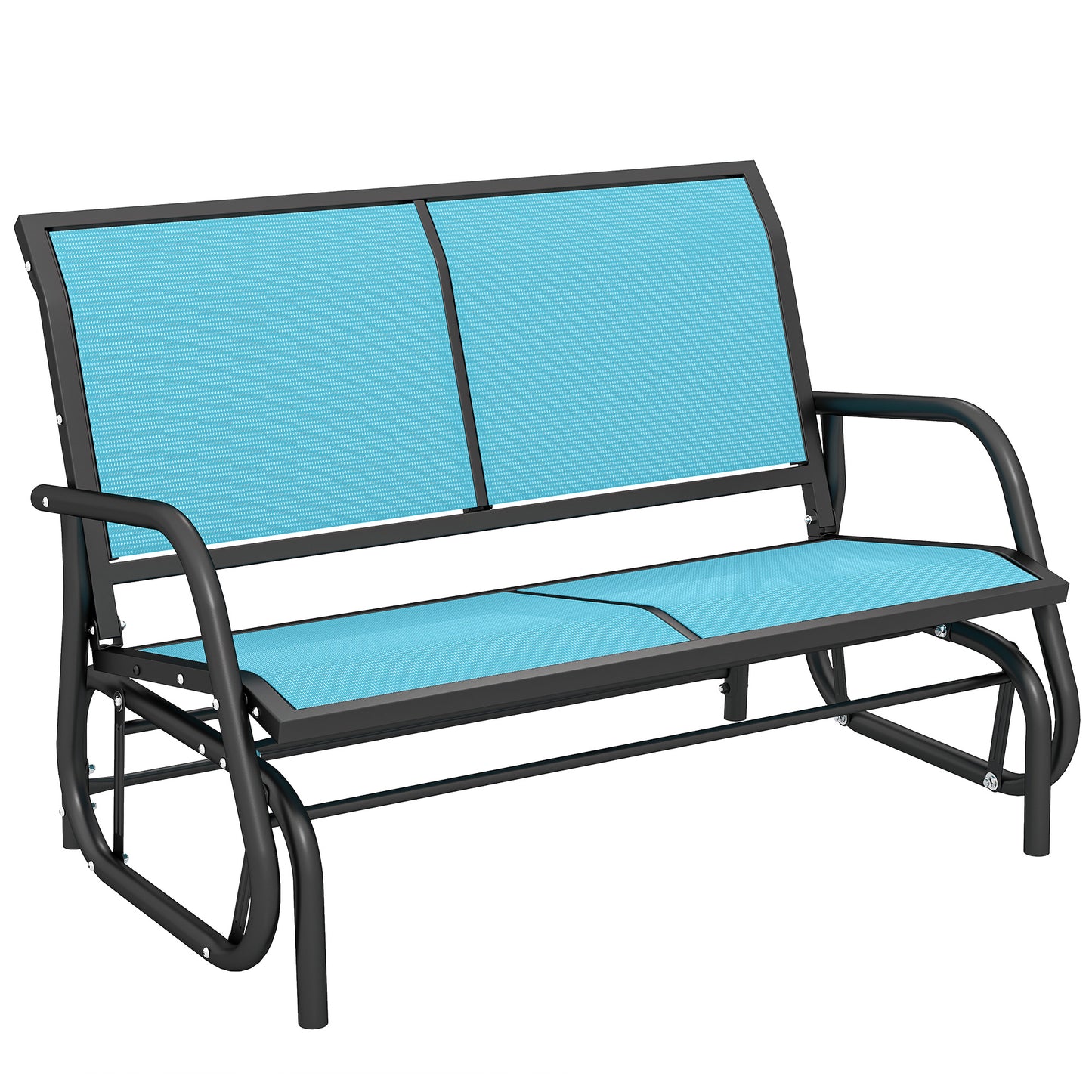 Outdoor Double Glider Bench - Patio Swing Rocking Chair - Blue