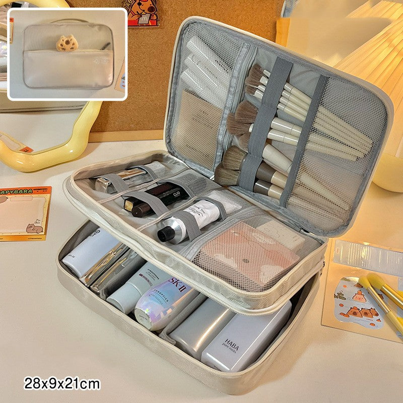 Large Capacity Multi-Function Cosmetic Bag with Multiple Layers for Travel and Storage