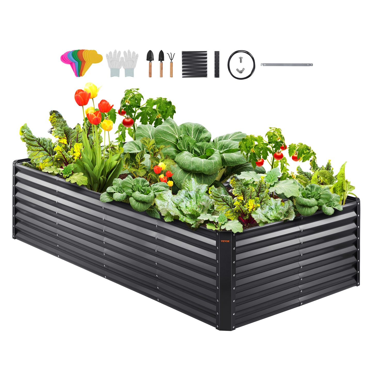 Galvanized Raised Garden Bed Planter Box 94.5x47.2x23.6 Inches for Vegetables and Flowers