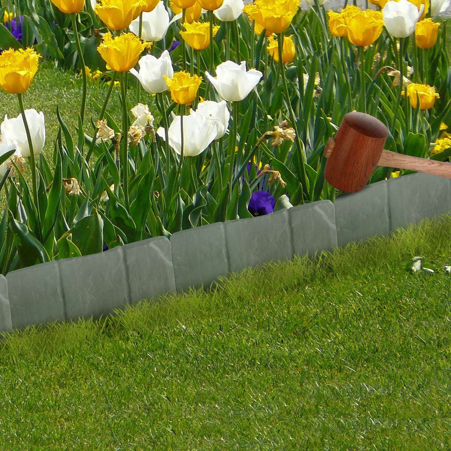 20 Pcs Plastic Garden Edging Border Stones for Lawn & Flowerbeds