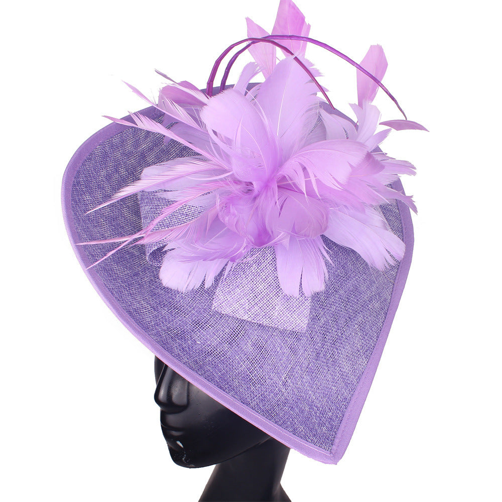 Dome Top Hat with Feathers - Women's Hair Clip