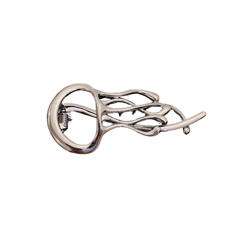 Hollow Jellyfish Geometric Hairpin - Silver