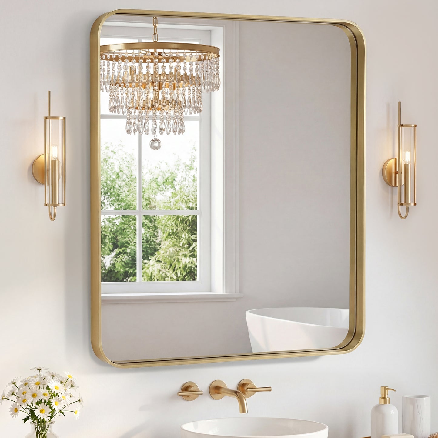 Rectangular Metal Frame Wall Mirror - Modern Decorative Home Decor