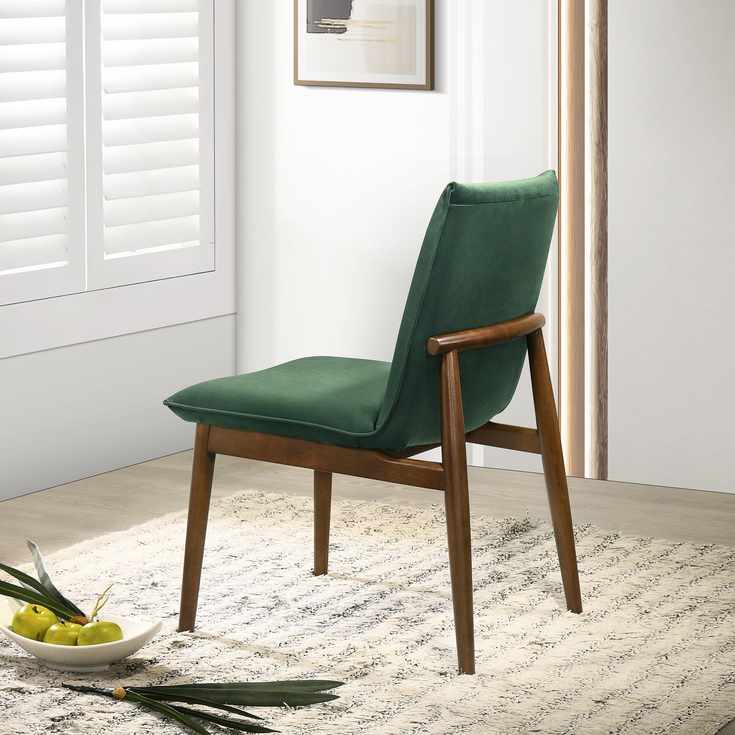 Monza Dark Green Velvet Dining Chair Set Of 2 35 H X 20.3 W 24.4 D