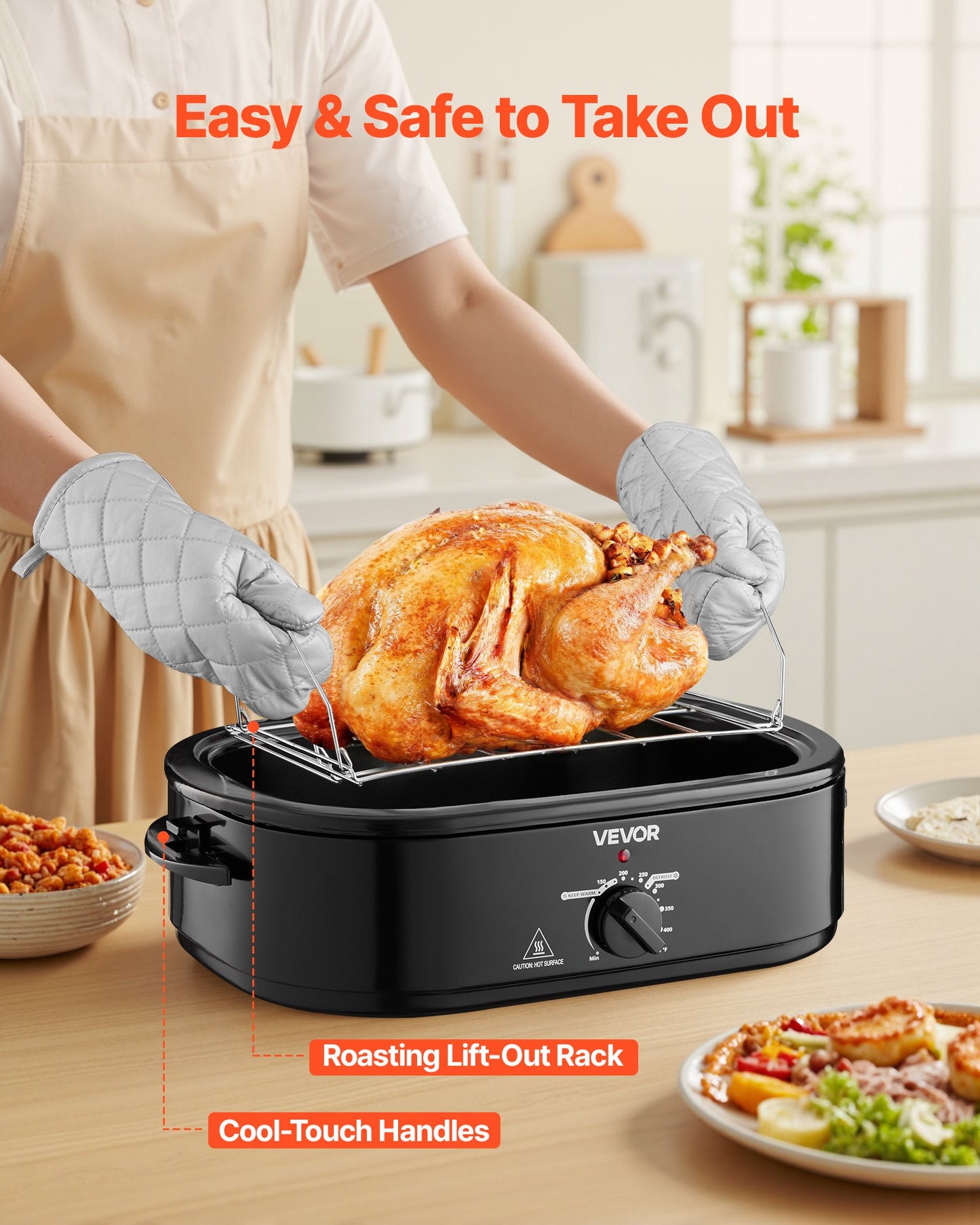 18QT Electric Roaster Oven with Self-Basting Lid - Large Kitchen Appliance, Black