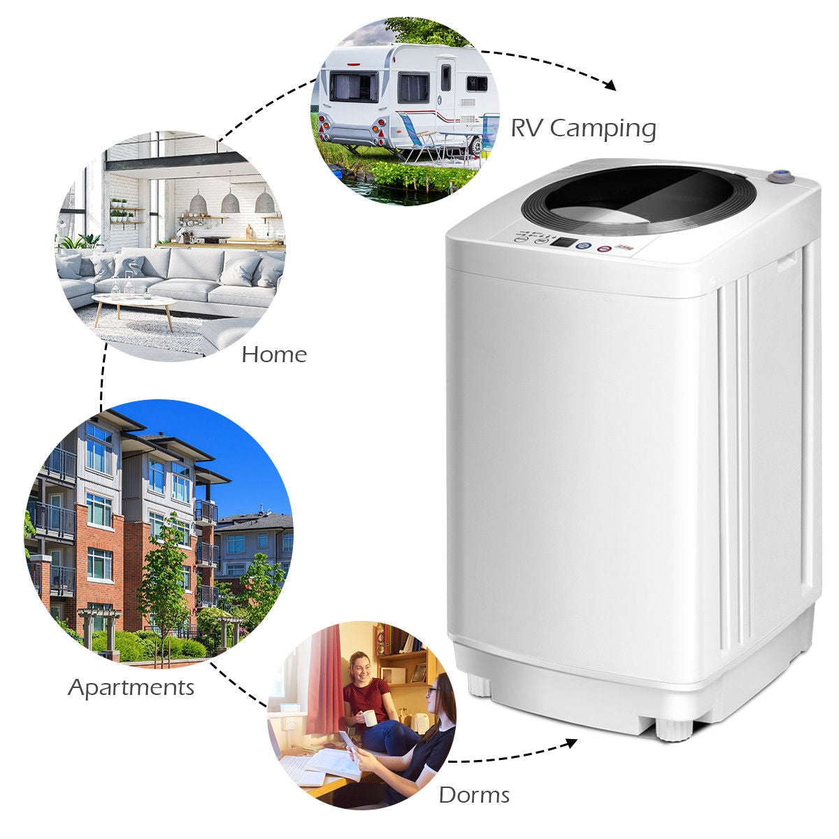 Portable Automatic Laundry Washing Machine - 7.7 lbs Capacity