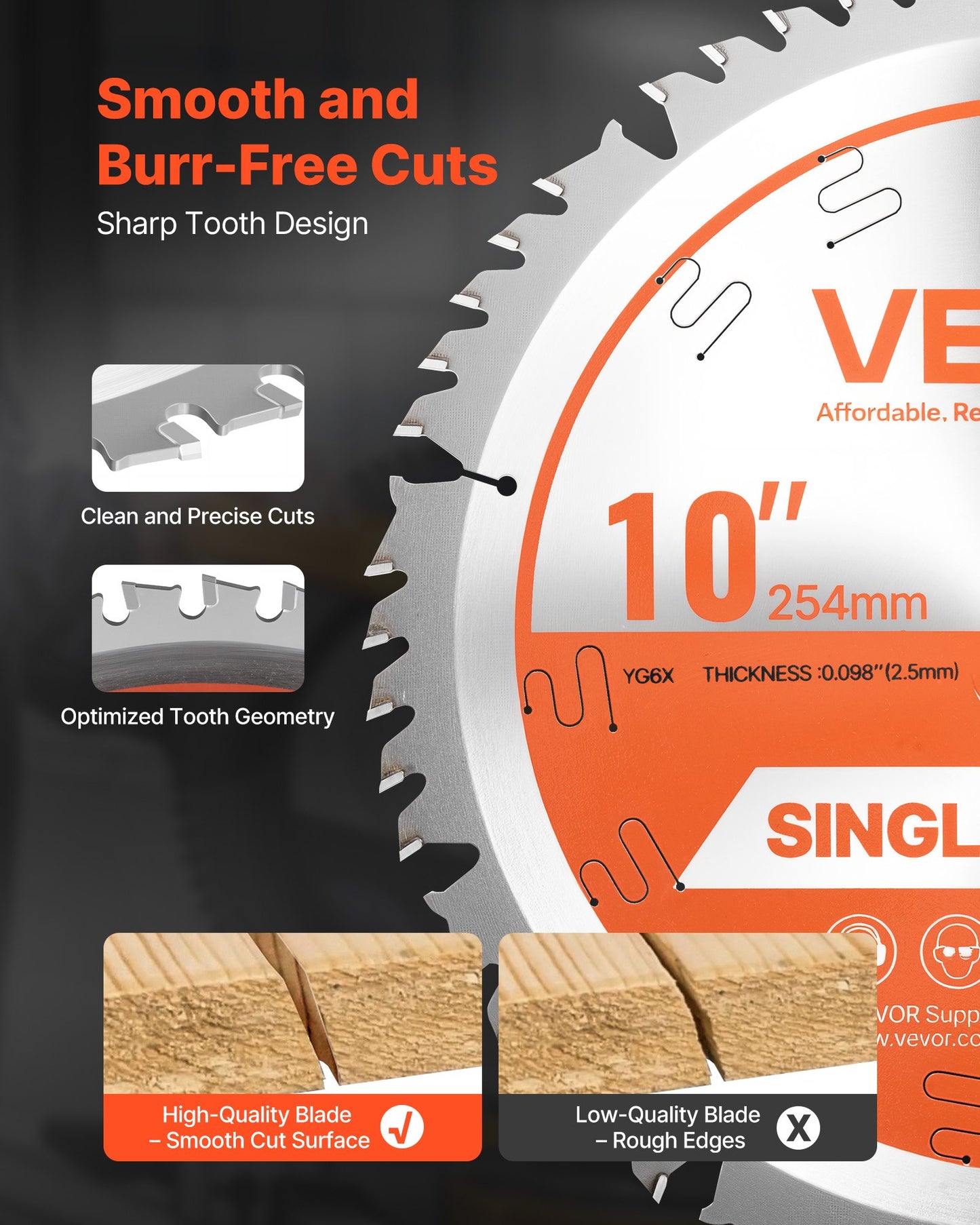 10 Inch Circular Saw Blade with 50 Teeth for Wood Cutting - High Speed Power Tool Accessory