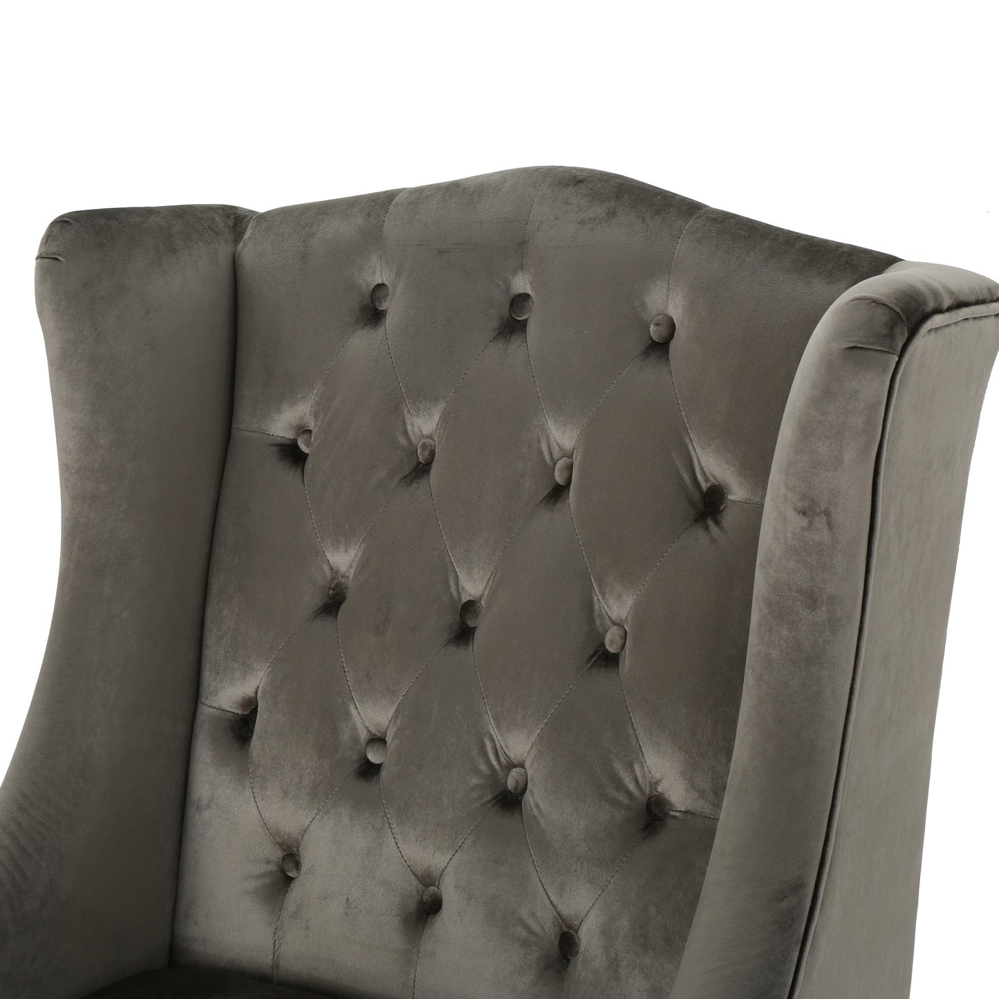 Grey Velvet Hi-Back Club Chair with Wingback Design