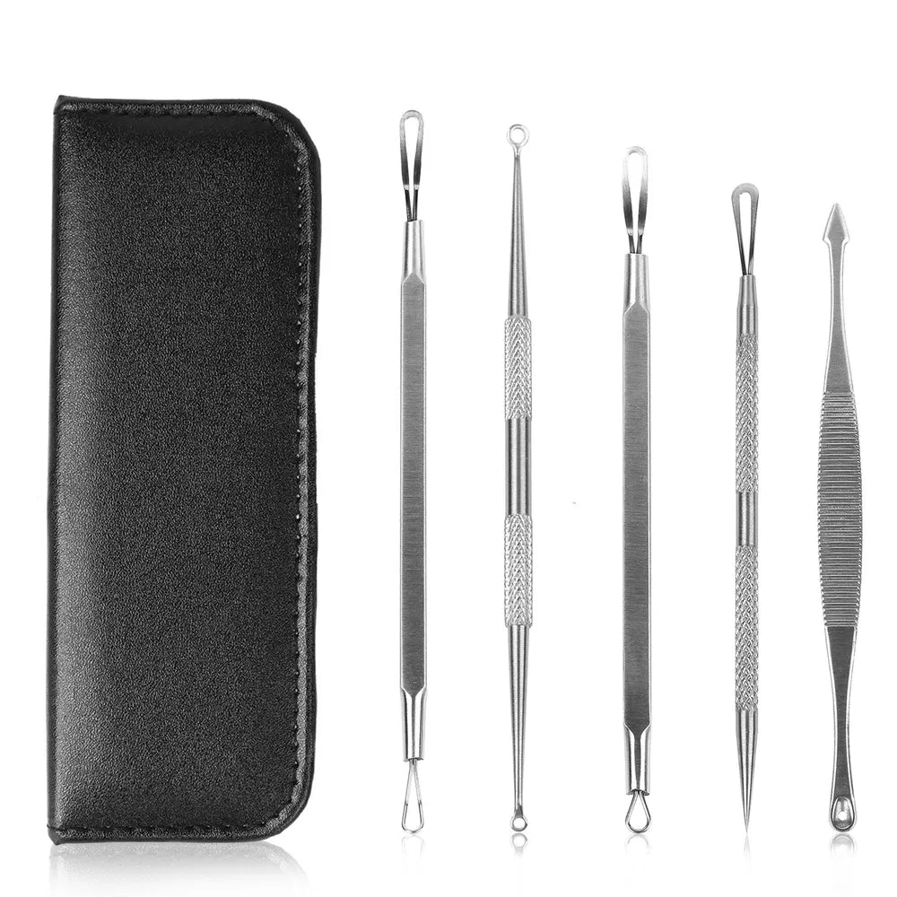 5-Piece Blackhead Remover Kit - Professional Pimple Extractor Tool Set
