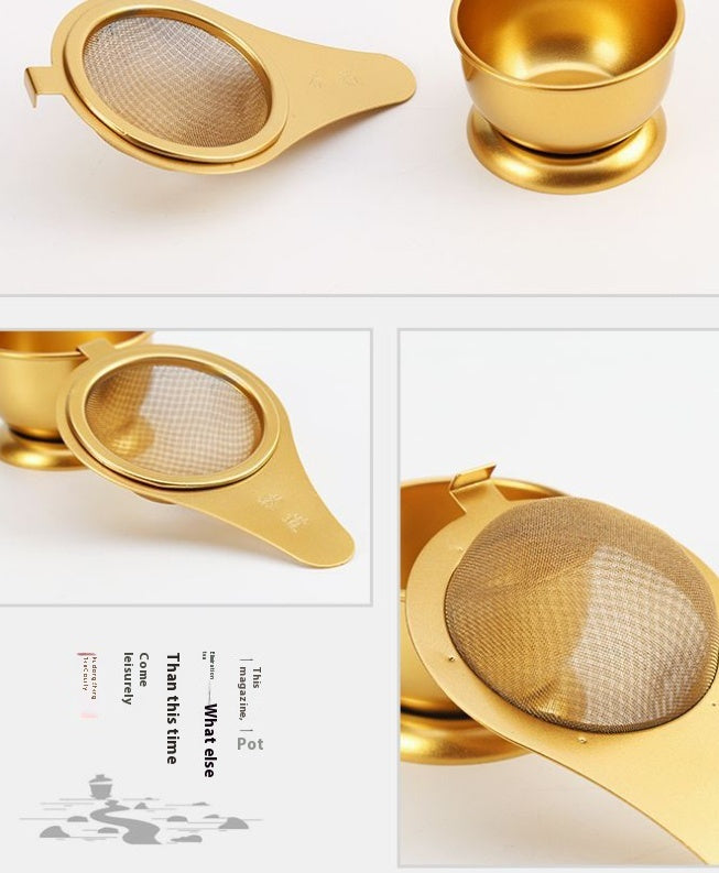 Stainless Steel Tea Strainer with Bracket Chinese Style Kitchen Utensil