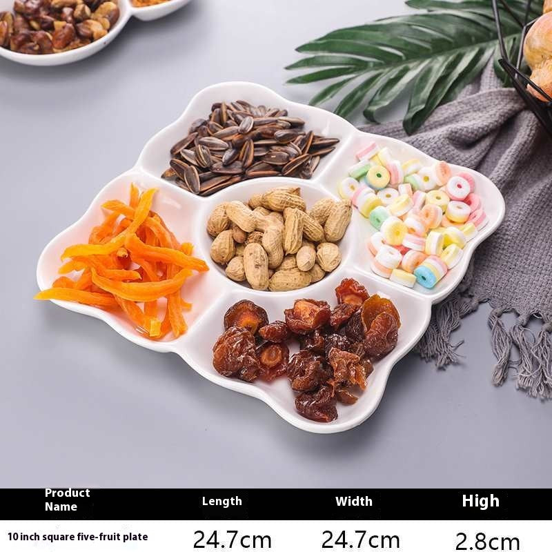 Square Porcelain Snack Plate Set - European Style Creative Kitchen Dish