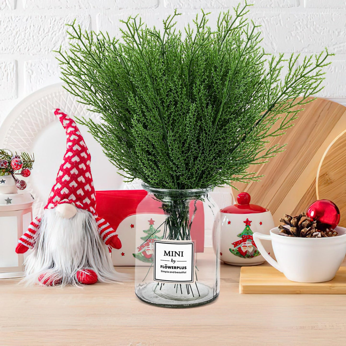 60 Pieces Artificial Pine Branches for Christmas Decoration