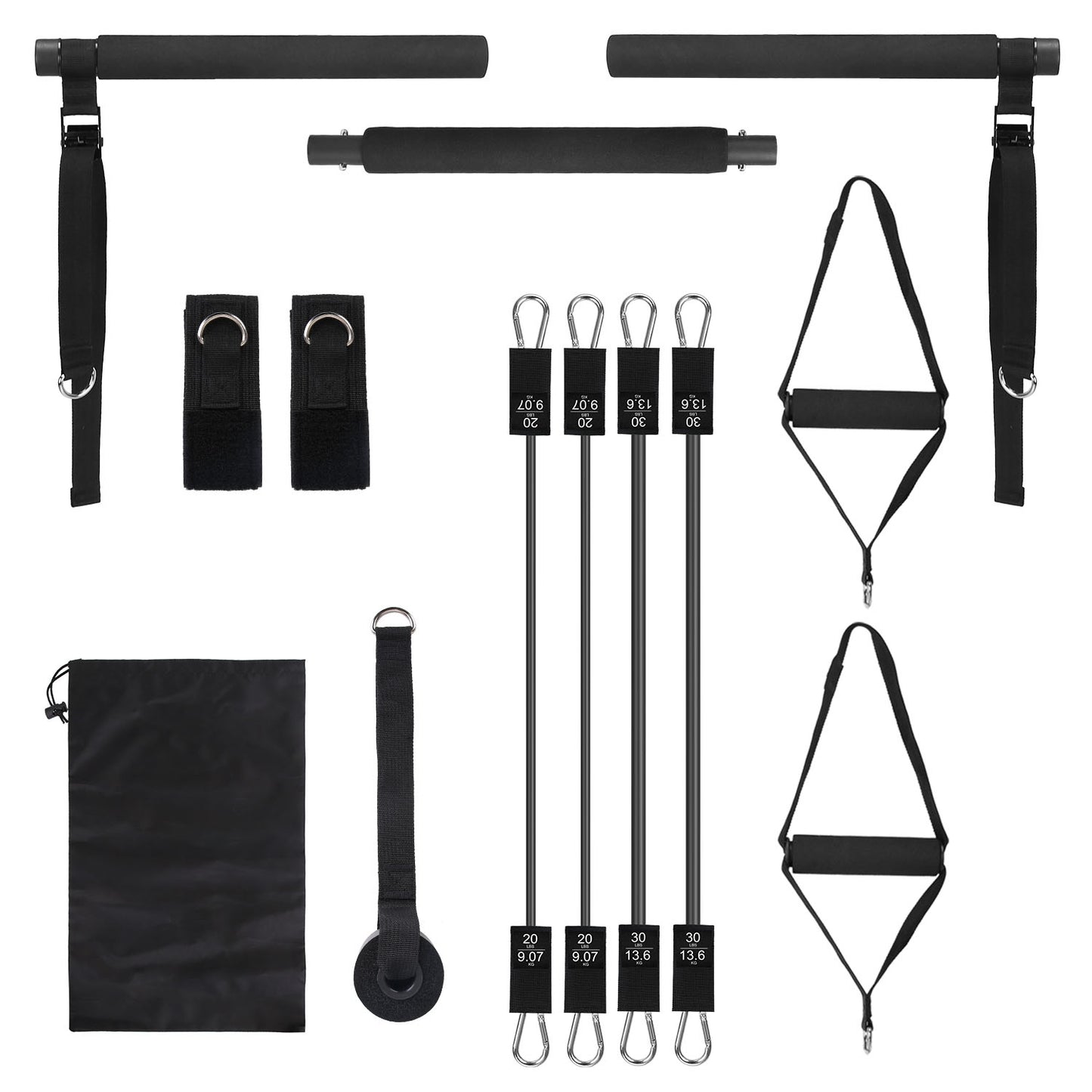 Multifunctional Pilates Bar Kit with Elastic Resistance Bands