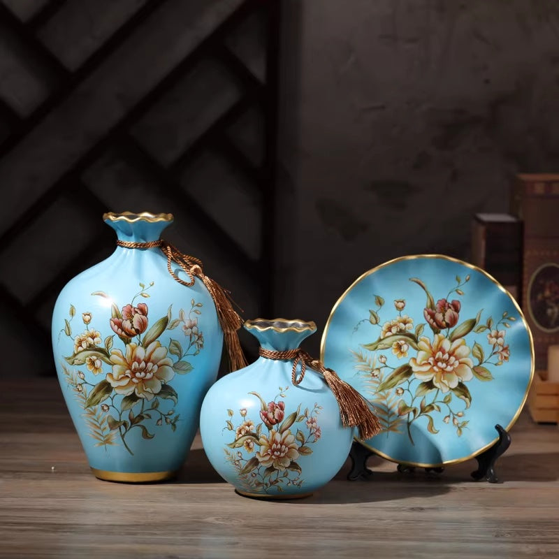 European-Style Ceramic Vase Decor Set - Modern Minimalist Home Accent