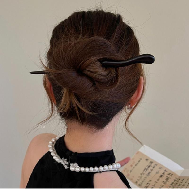 Elegant Sandalwood Hairpin for Updo Hairstyles - Wooden Hair Accessory