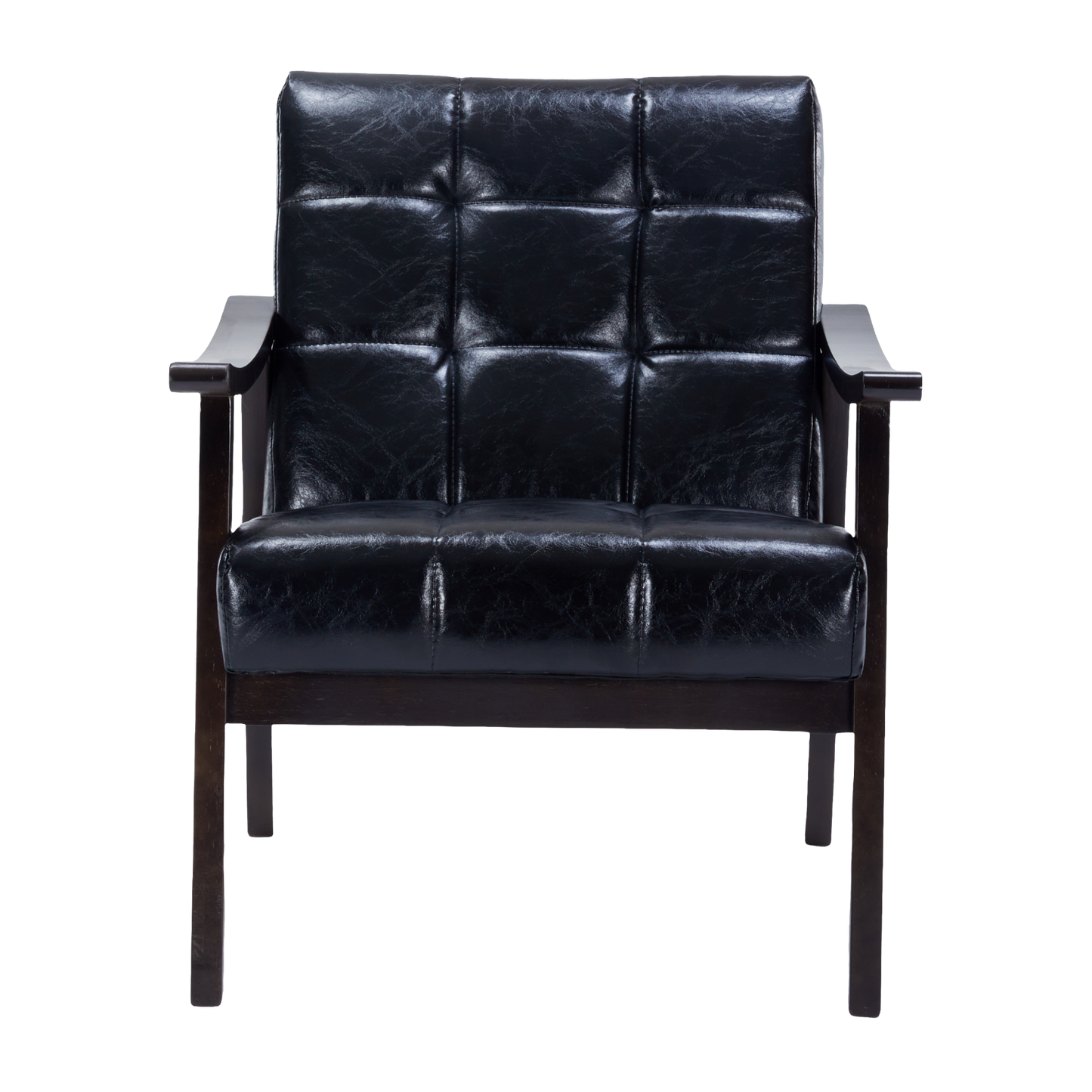 Modern High Back Armchair - Antique Black PU Leather