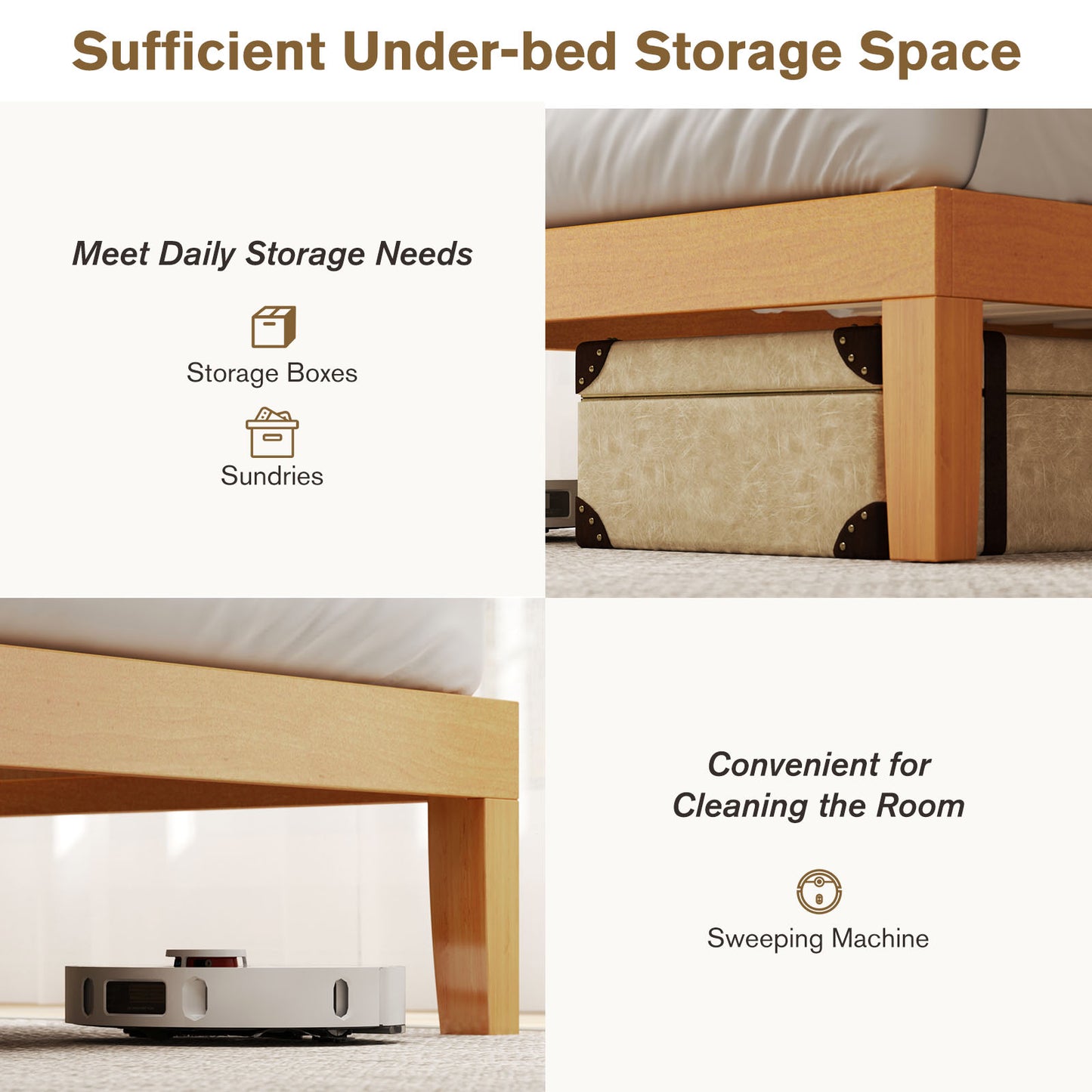 No Need For A Mattress Core. Wooden Platform Bed Frame, With Support