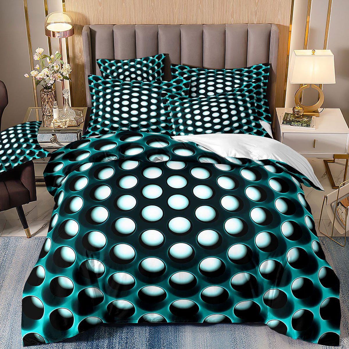 Digital Printed Geometric Duvet Cover Set - Light Gray Nordic Bedding