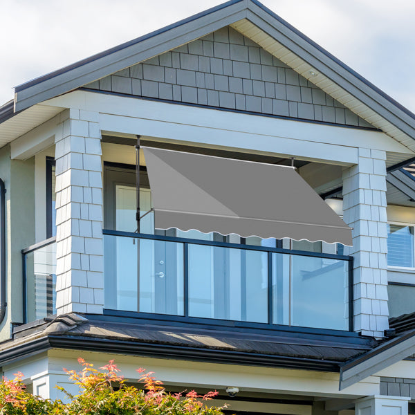 Retractable Canopy Awning - Grey Polyester Shade Shelter