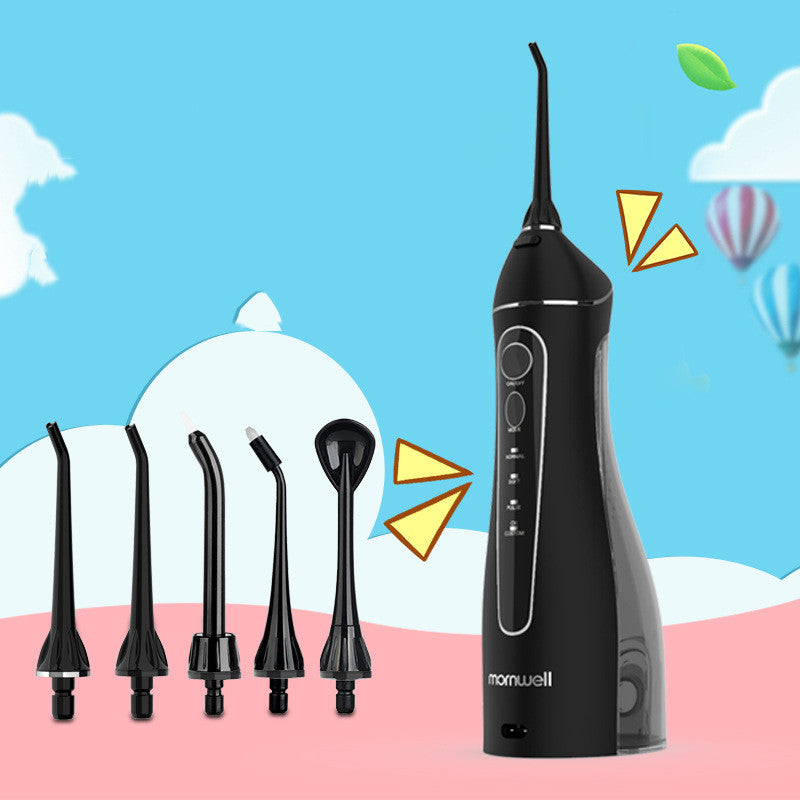 Portable Dental Water Flosser USB Charging 200ml Water Tank Black