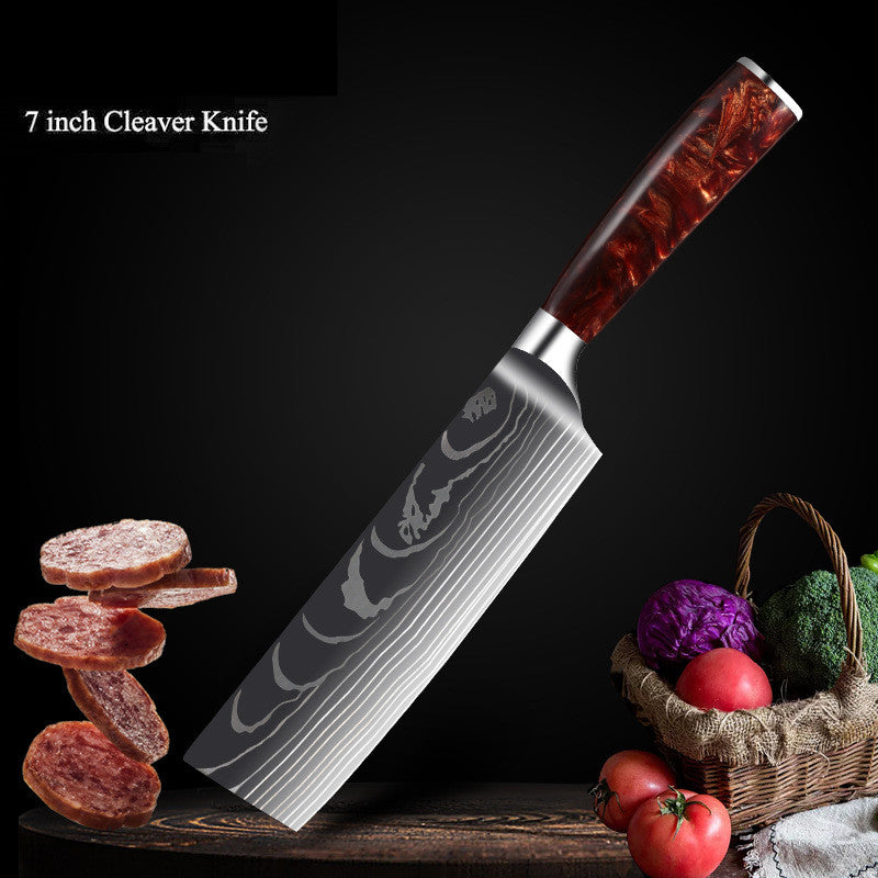 Damascus Laser Pattern Knife Set with Resin Handle - Multiple Sizes
