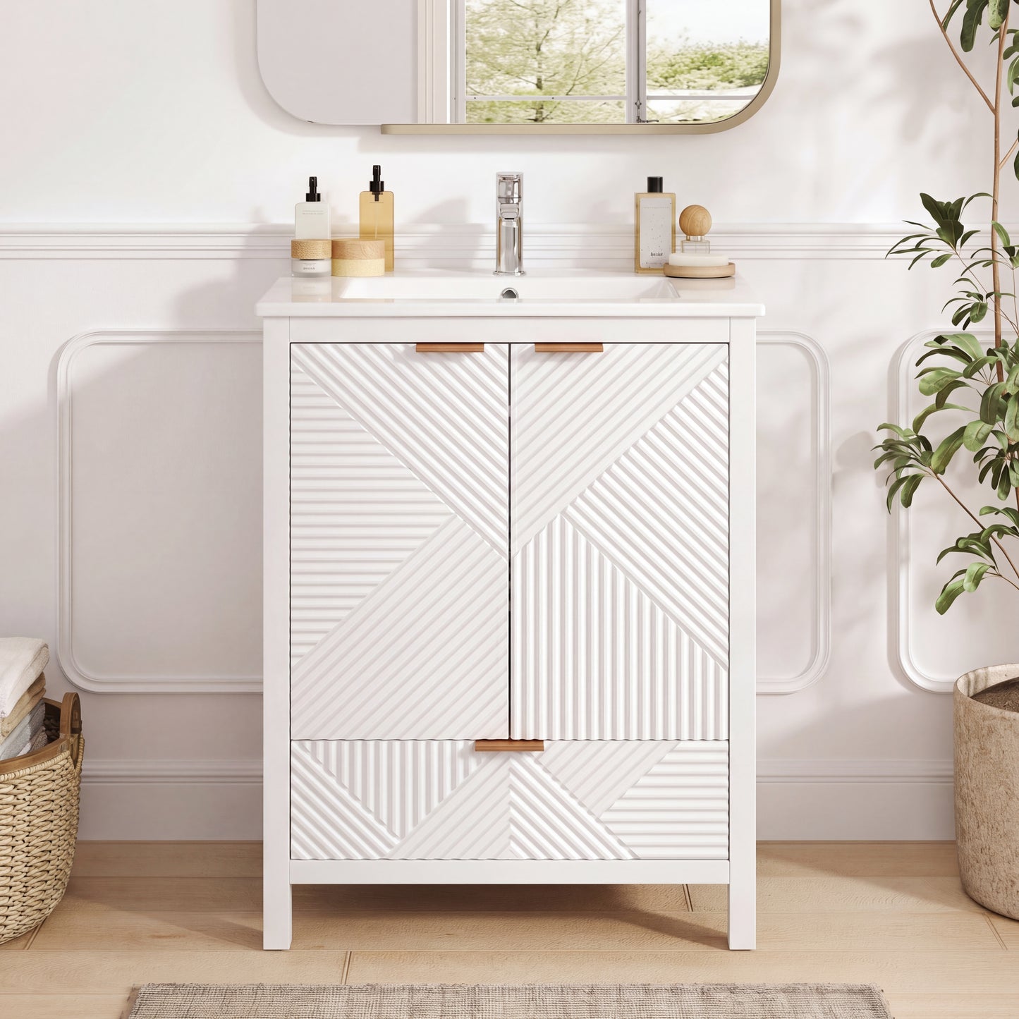 24-Inch Modern Bathroom Vanity with Sink Combo - White