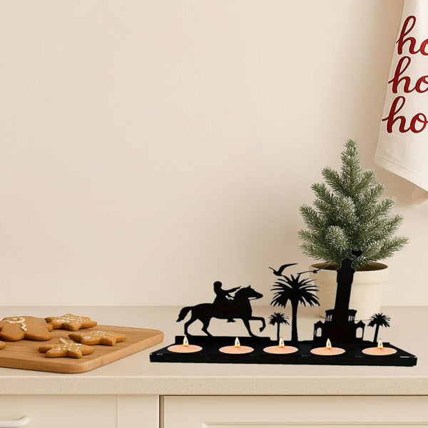 Modern Antler Candle Holders Set - Rustic Wooden Decor