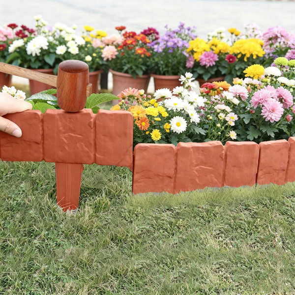 Plastic Lawn Edging 20-Piece Interlocking Garden Border for Flower Beds & Walkways