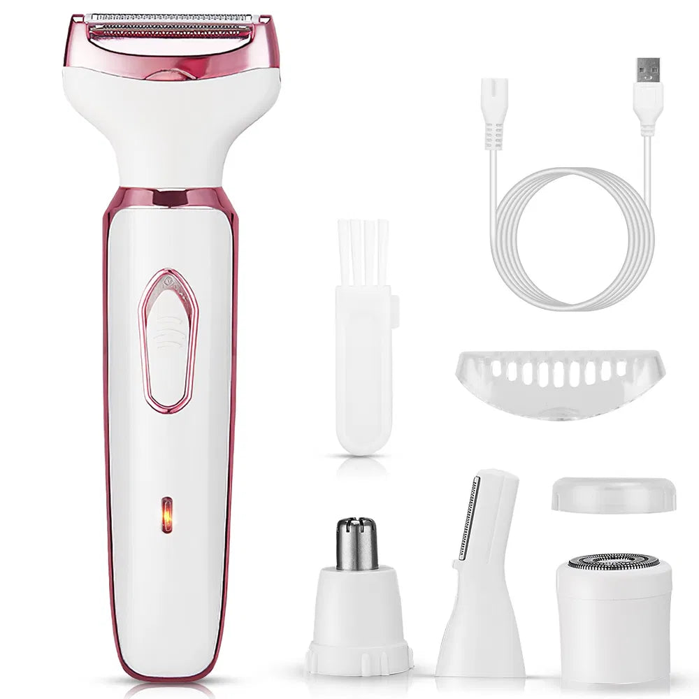 4-in-1 Women's Electric Shaver and Grooming Kit - Painless Hair Trimmer