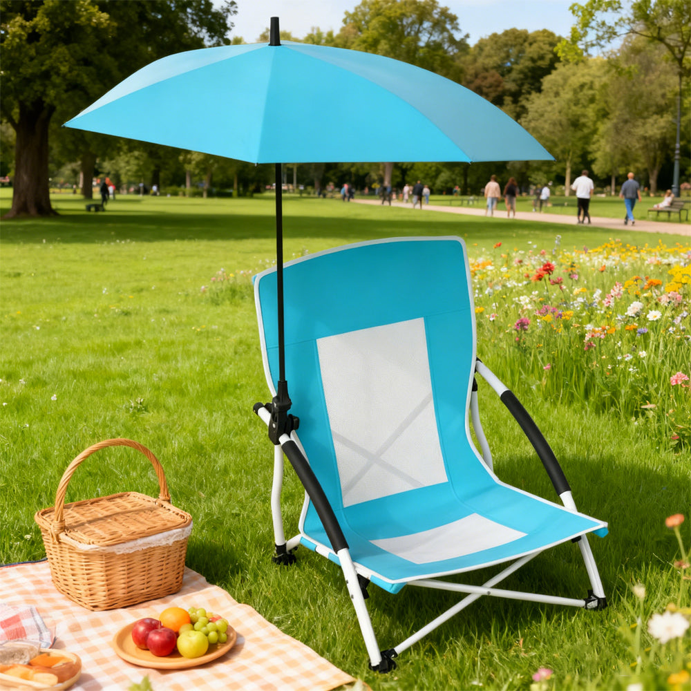 Portable Beach Chair with Adjustable Umbrella - UPF 50+ Protection