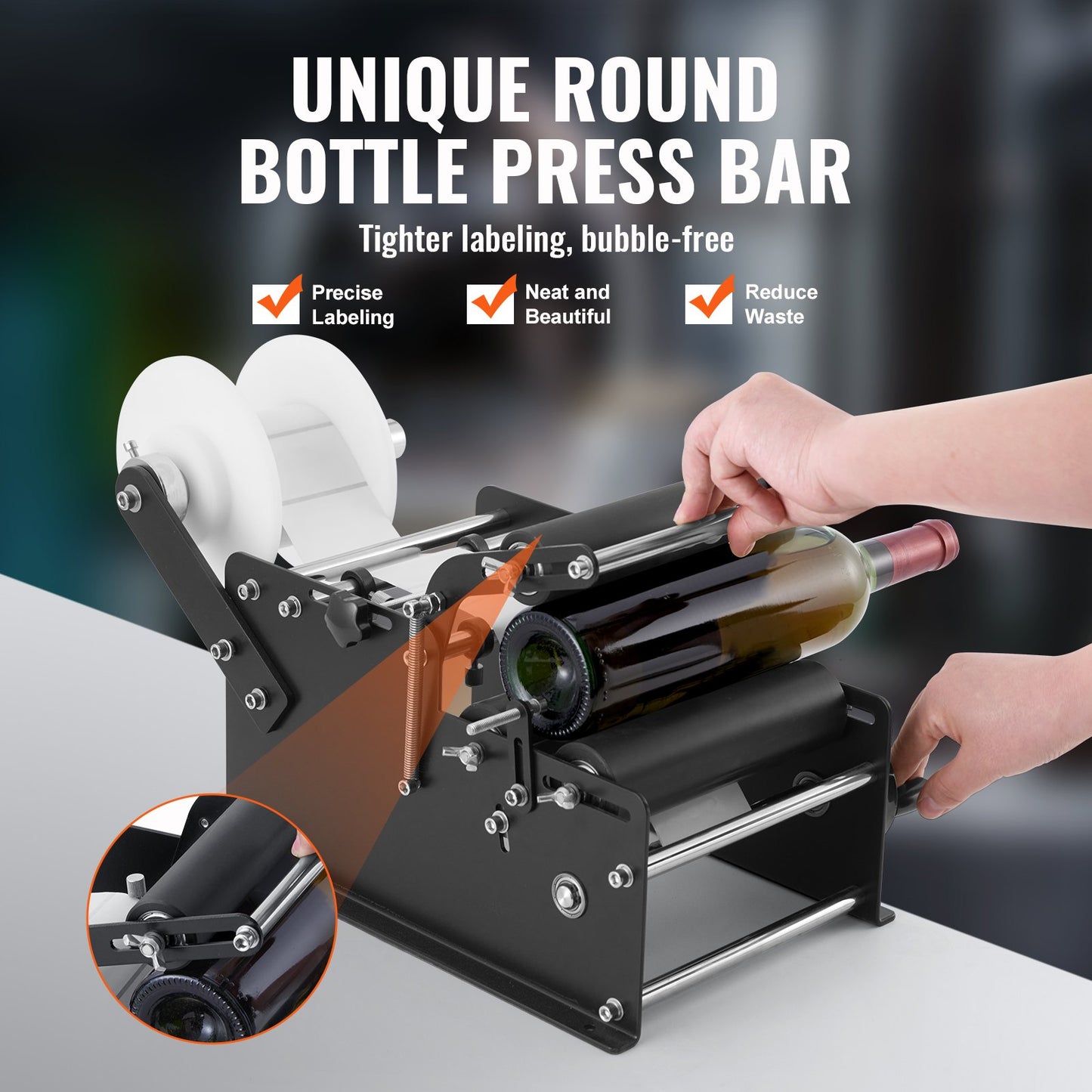Manual Round Bottle Labeling Machine - Adjustable, Fast Application for 0.78-4.72 Inch Bottles