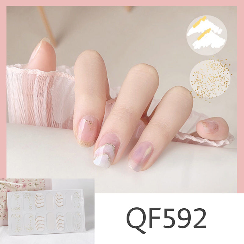 Waterproof Nail Art Stickers - 14pcs Durable Eco-Friendly Decals for Nails