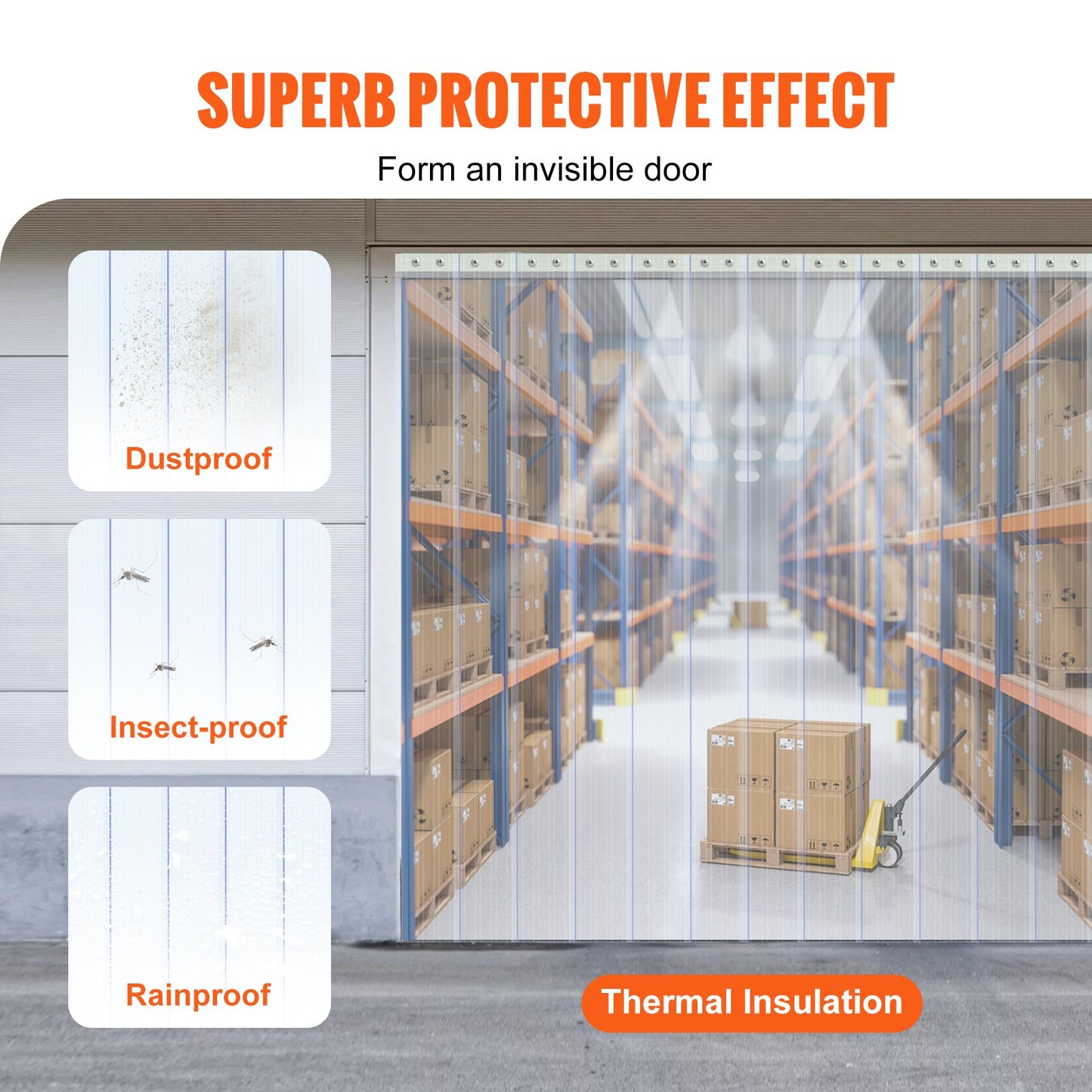 PVC Strip Curtain 150ft x 8in Clear Ribbed Plastic Door Strip Roll for Warehouses