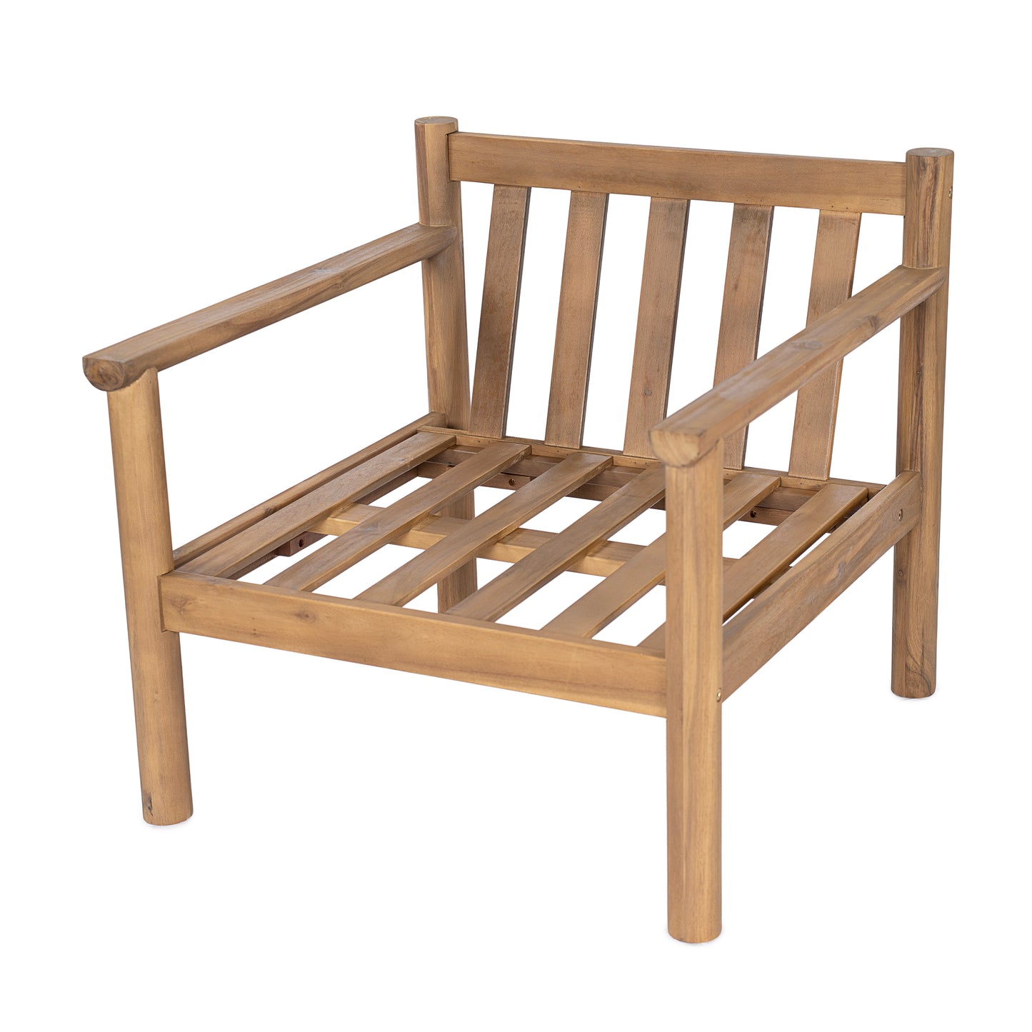 28-Inch Mid-Century Modern Acacia Wood Outdoor Chair with Cushions