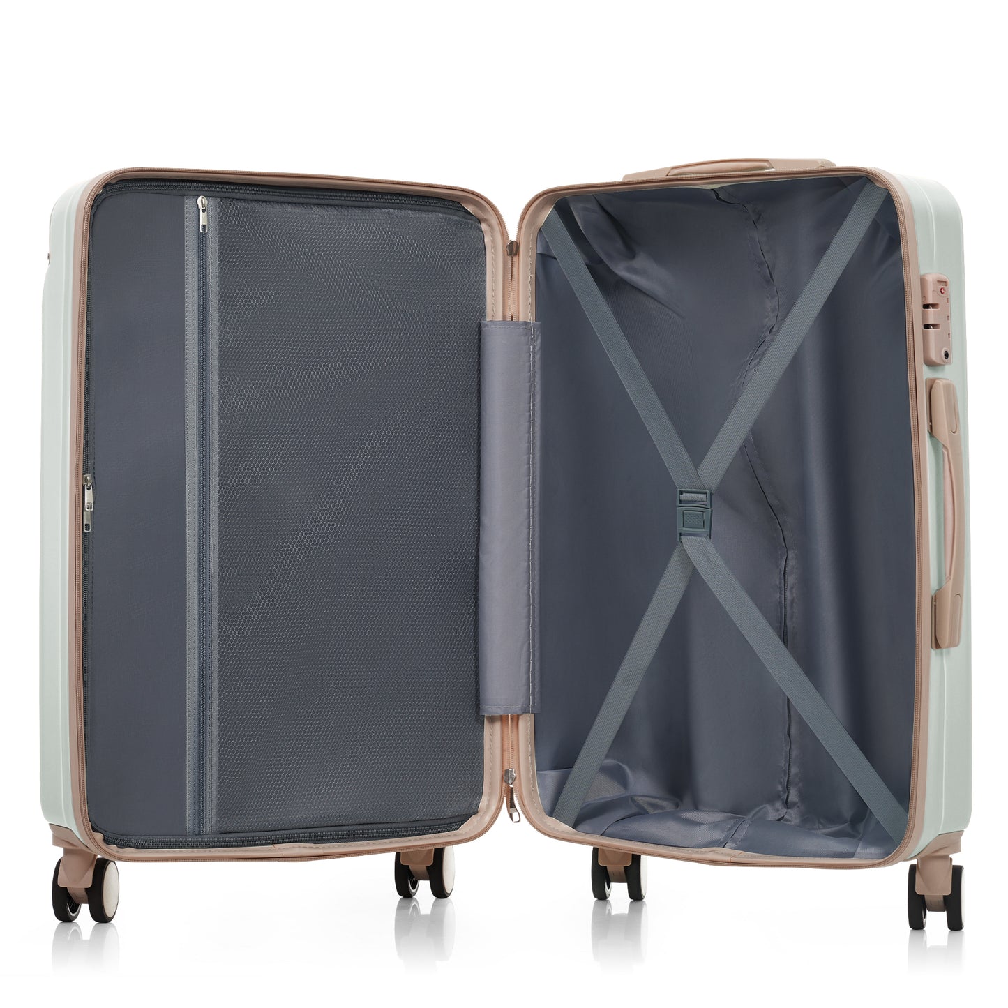 Premium ABS 3-Piece Travel Luggage Set - 20, 24, 28 Inch - Grey Green