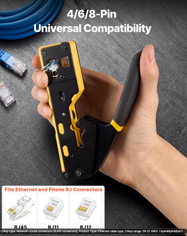 RJ45 RJ11 RJ12 Ethernet Crimping Tool Kit with Wire Stripper & Connectors