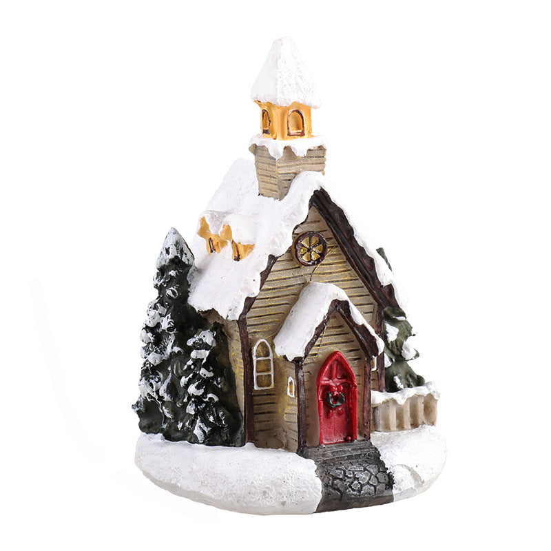 Christmas Small House Micro Landscape Resin Decorations - Festive Holiday Decor