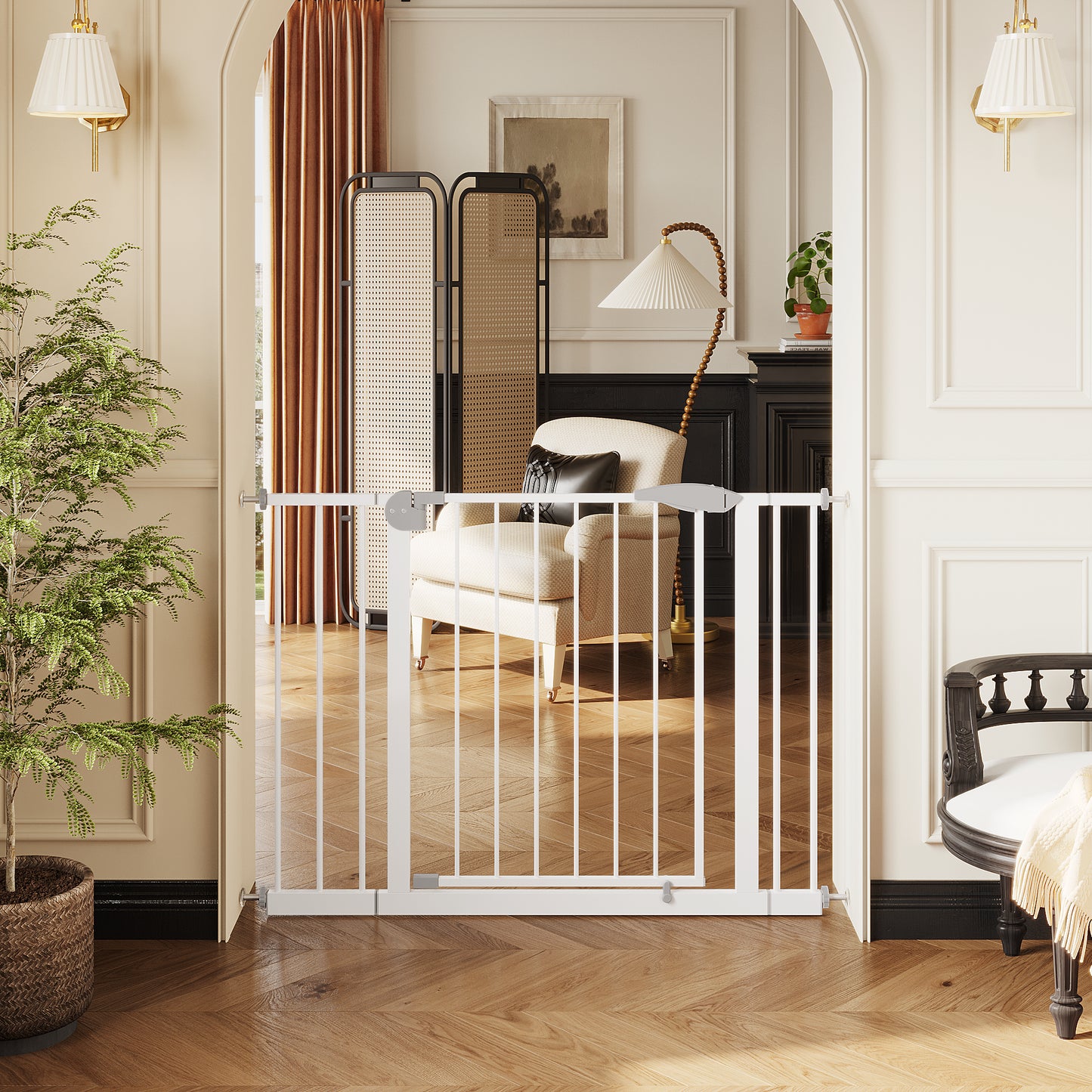 2-Pack Pressure-Mounted Baby Gate for Stairs & Doorways - White