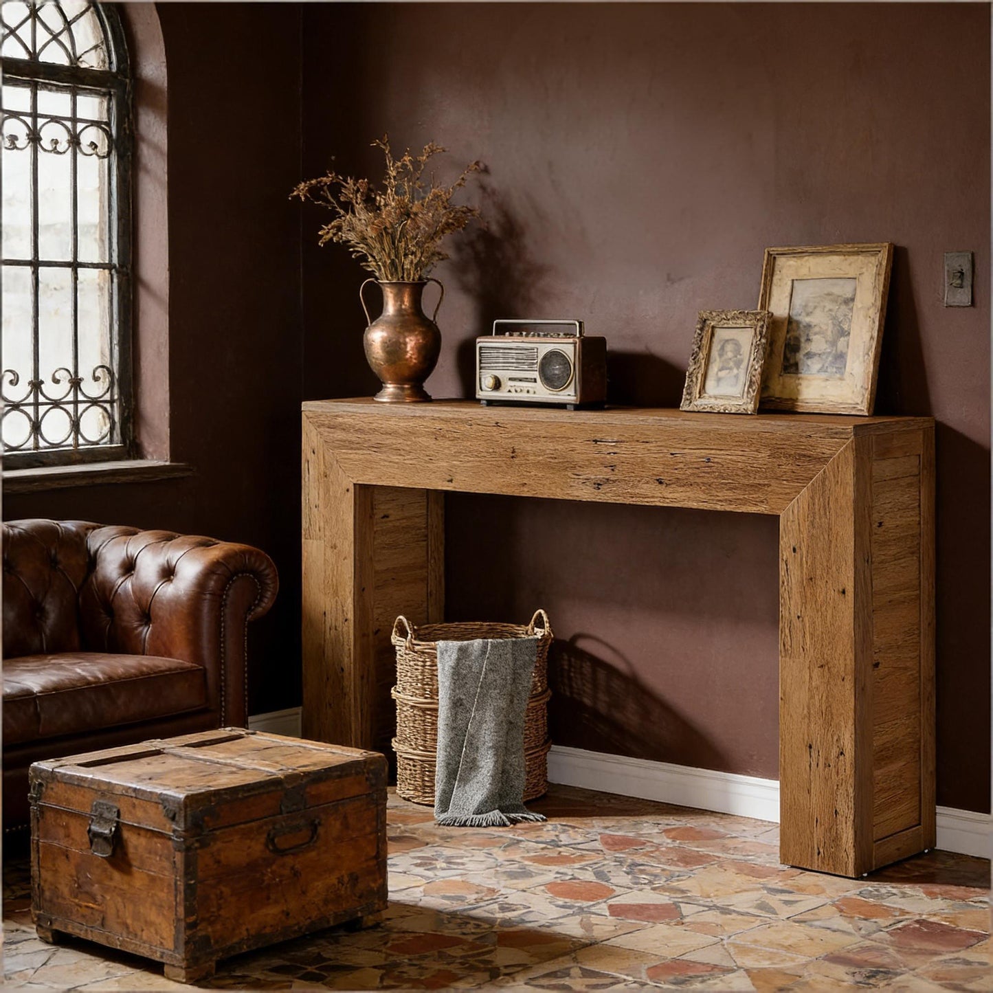 Rustic Console Table - Practical Entryway Sofa Table - Brown