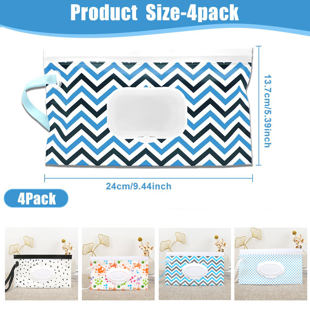 4 Packs Baby Wipes Dispenser,Portable Refillable Wipe Holder With