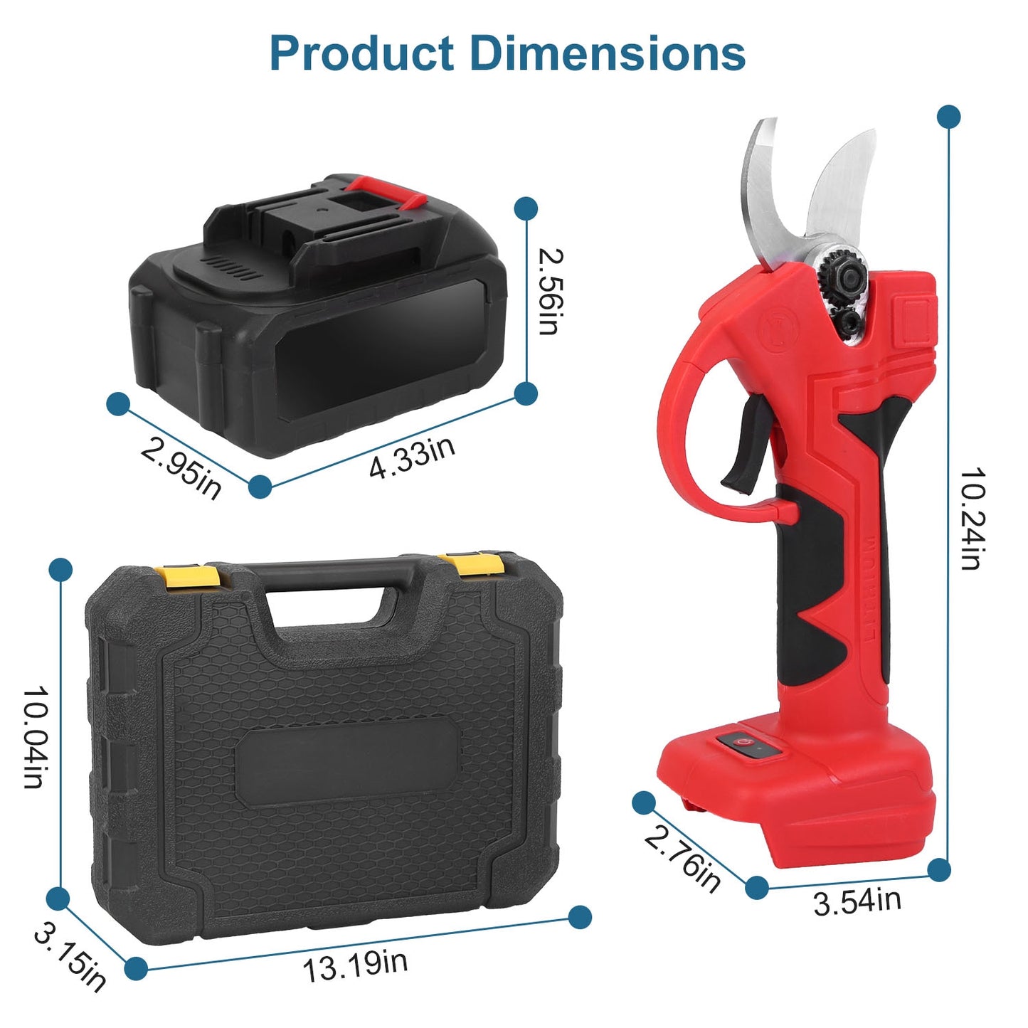 Cordless Electric Pruning Shears 40mm Branch Cutter with 2 Batteries & Carry Box