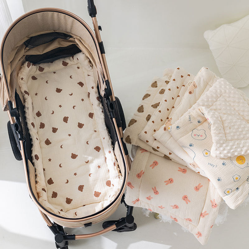Baby Stroller Cotton Cushion Set with Star Moon Bear & Heart Designs – 40x80CM
