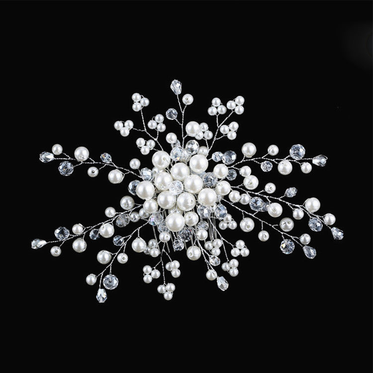 Handmade Crystal Beaded Bridal Hair Comb - White