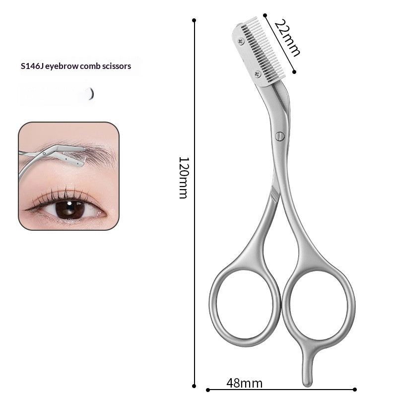 Stainless Steel Eyebrow Scissors with Comb - Precision Grooming Tool